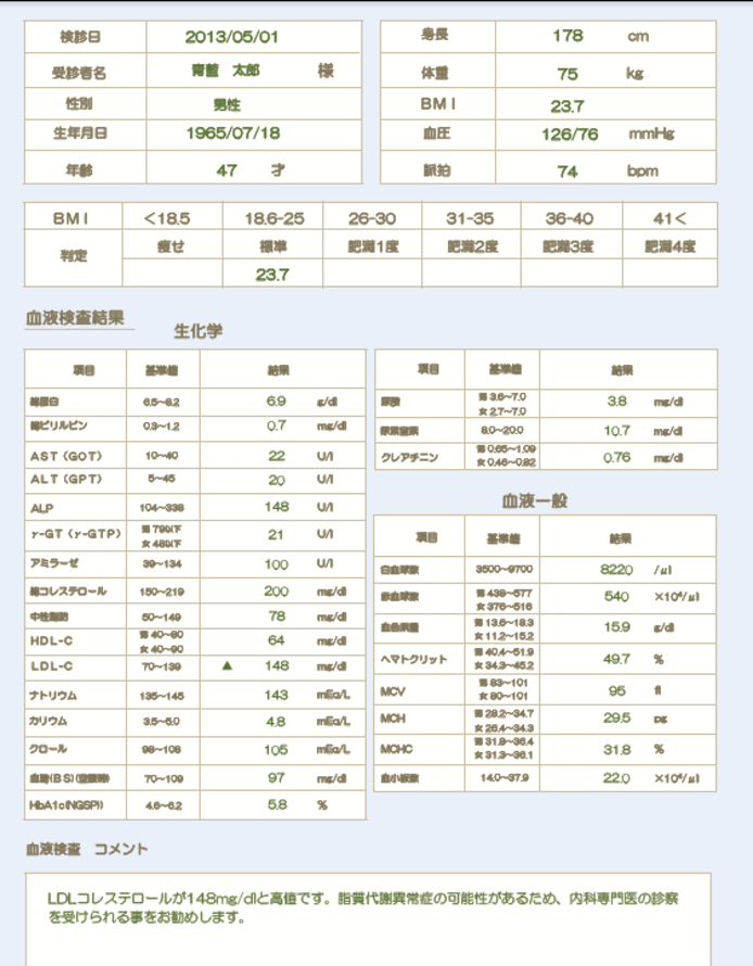 脳ドック検査報告書01