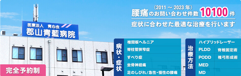 2011年～2023年の腰痛お問い合わせ件数10100件。症状に合わせた最適な治療を行います